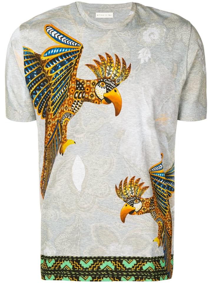 Etro Parrot Print T-shirt - Grey