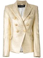 Balmain Metallic (grey) Coated Tweed Blazer, Women's, Size: 36, Cotton/viscose
