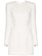 Balmain Bouclé Tweed Mini Dress - White