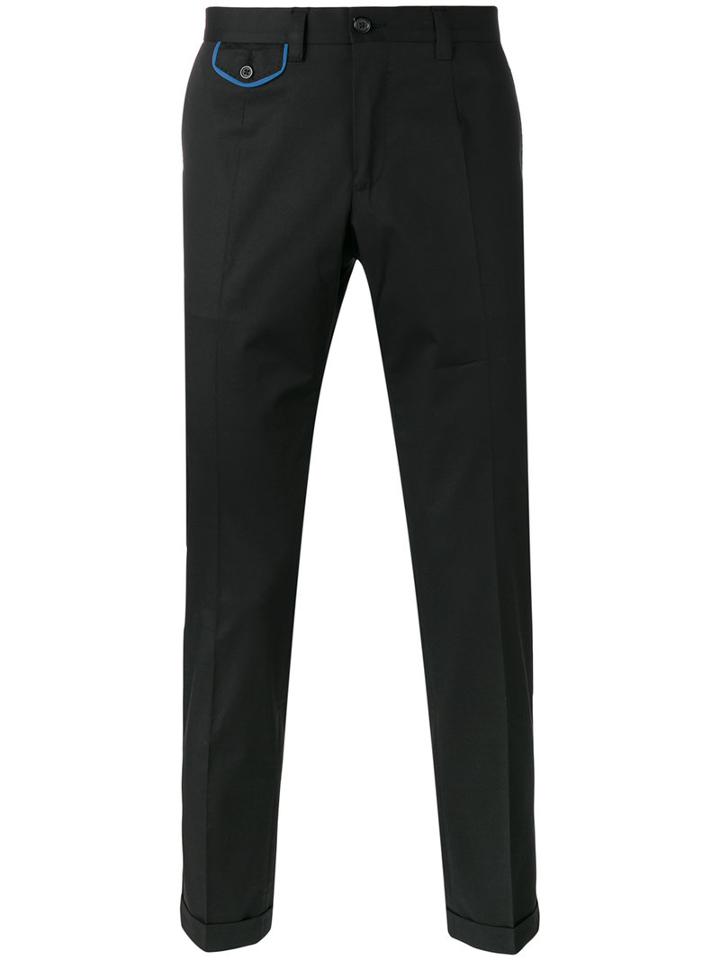Dolce & Gabbana Embroidered Crown Chinos, Men's, Size: 46, Black, Cotton/spandex/elastane
