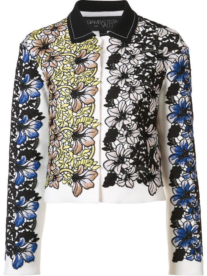 Giambattista Valli Jacquard Cropped Jacket, Women's, Size: 40, White, Silk/cotton/viscose