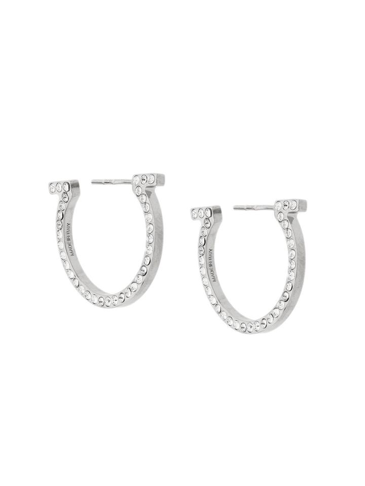 Salvatore Ferragamo Embellished Gancio Hoop Earrings - Metallic