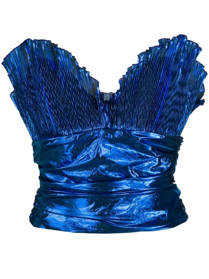 Attico Plissé Bustier Top - Blue