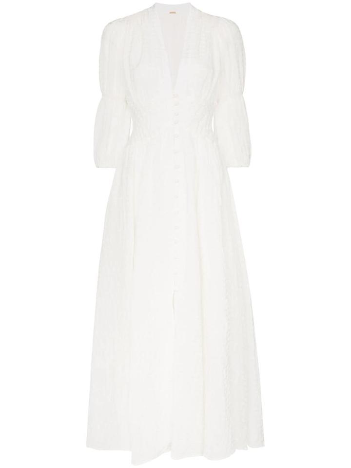Cult Gaia Willow Button Down Linen Blend Dress - White