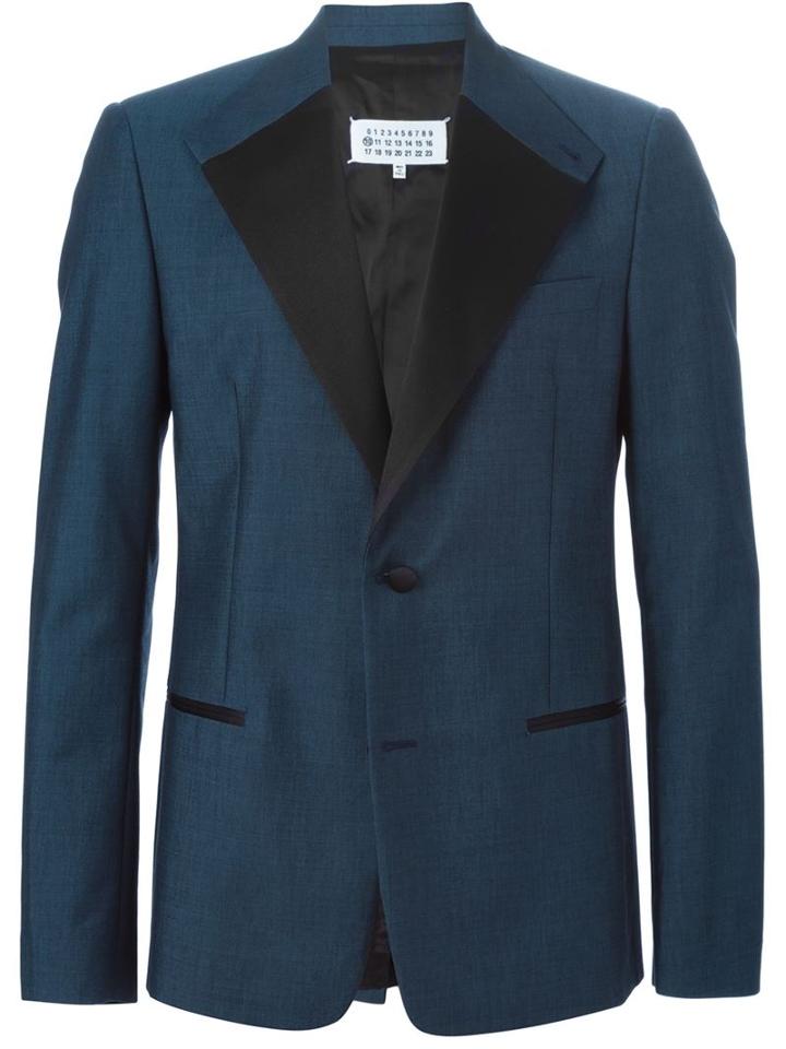 Maison Margiela Structured Blazer, Men's, Size: 50, Blue, Cotton/viscose/virgin Wool