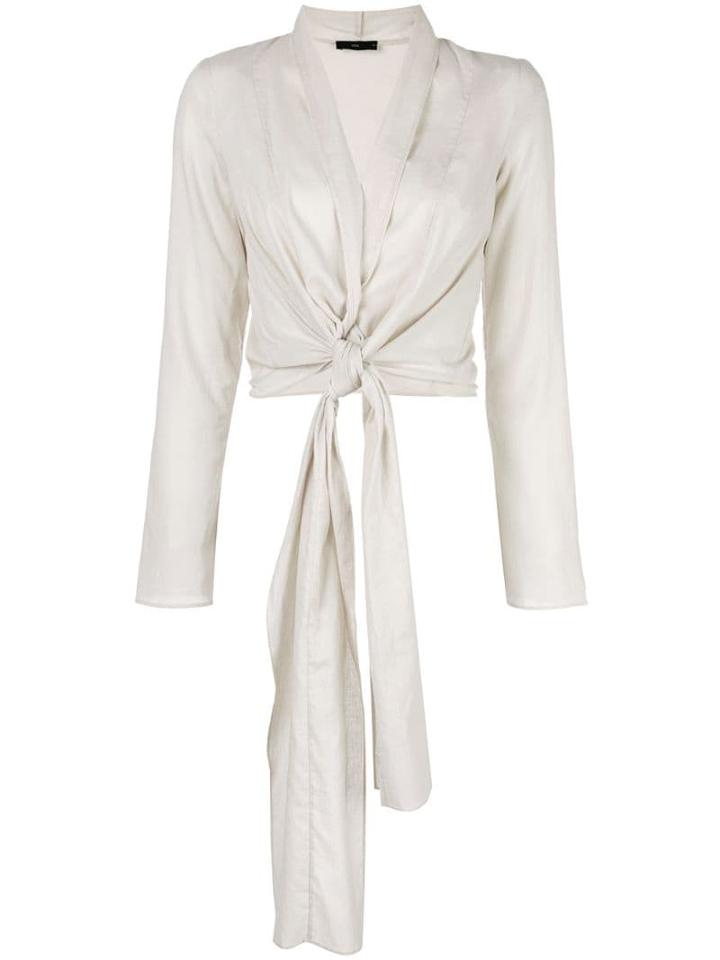 Voz Long-sleeve Wrap Blouse - White