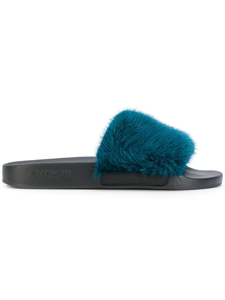 Givenchy Contrast Strap Slides - Blue