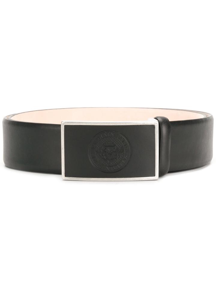 Balmain Logo Crest Buckle Belt - Black