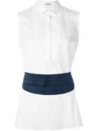 Brunello Cucinelli Waistband Sleeveless Blouse, Women's, Size: Large, White, Cotton/spandex/elastane/polyamide