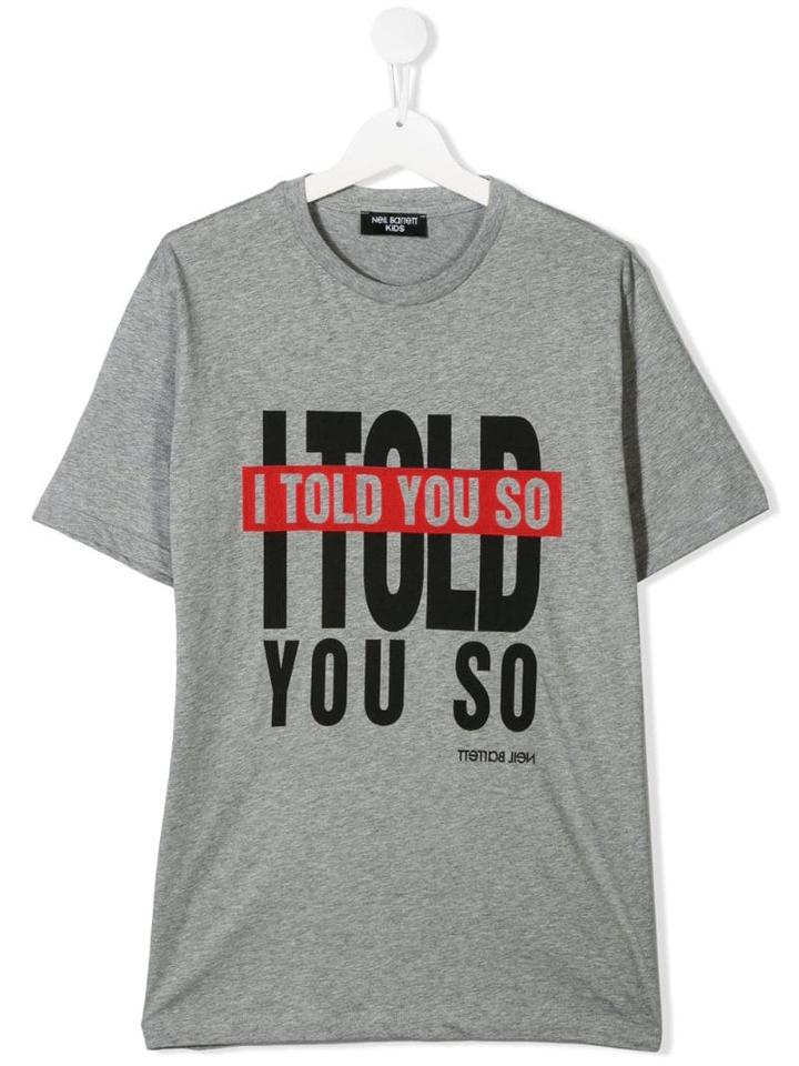 Neil Barrett Kids Teen 'i Told You So' Print T-shirt - Grey