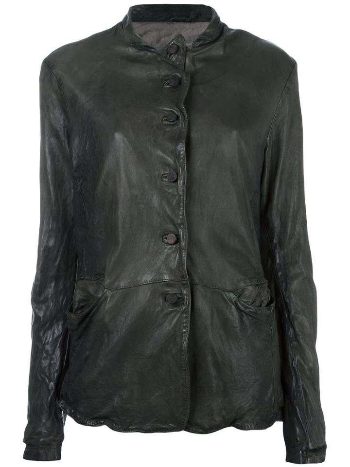 Giorgio Brato Creased Effect Jacket, Women's, Size: 44, Green, Silk/spandex/elastane/calf Leather