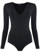 Gig - V Neck Knit Body - Women - Viscose - M, Black, Viscose