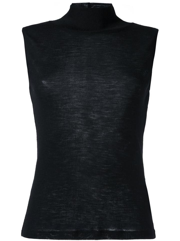 T By Alexander Wang Fine Knit Sleeveless Top, Women's, Size: Medium, Black, Wool