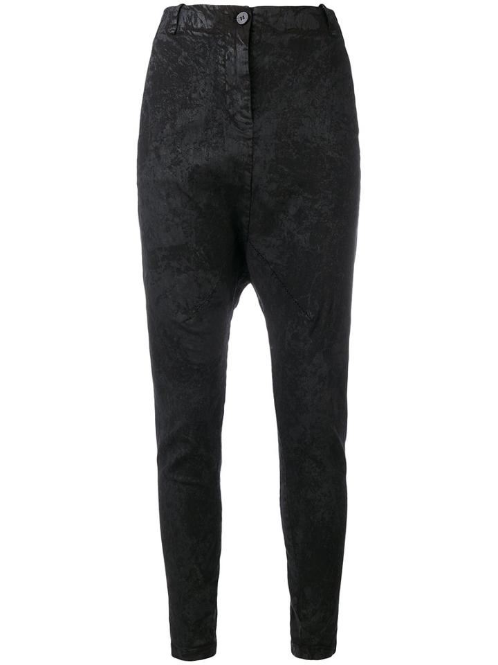 Masnada - Textured Drop Crotch Trousers - Women - Linen/flax/spandex/elastane/viscose - 40, Black, Linen/flax/spandex/elastane/viscose