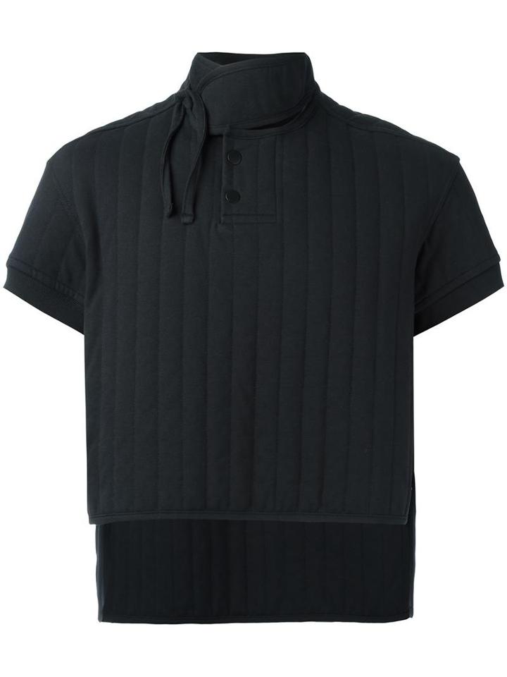 Craig Green Cropped Quilted Polo Shirt, Adult Unisex, Size: Medium, Black, Cotton/spandex/elastane