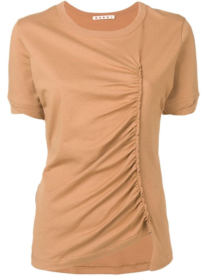 Marni Ruched Detail T-shirt - Neutrals