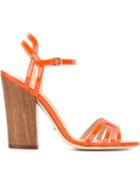 Sergio Rossi Ankle Strap Sandals, Women's, Size: 38, Yellow/orange, Patent Leather/leather