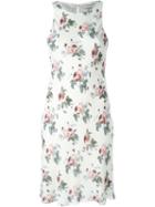 Saint Laurent Rose Print Shift Dress, Women's, Size: 38, White, Viscose/silk