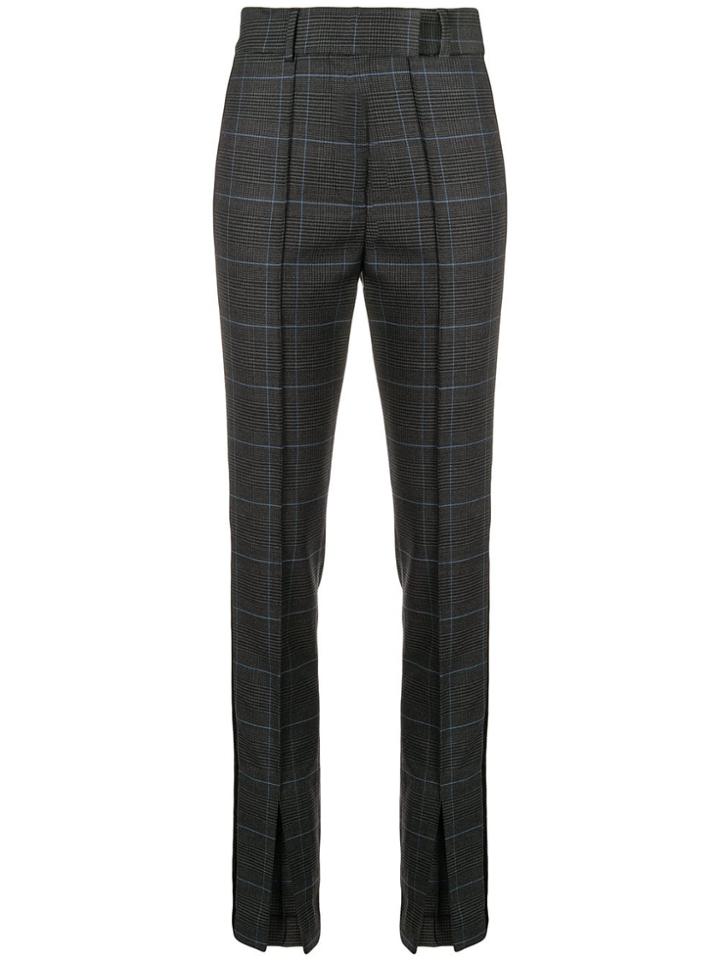 Ssheena Front Slit Checked Trousers - Black