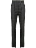 Ssheena Front Slit Checked Trousers - Black