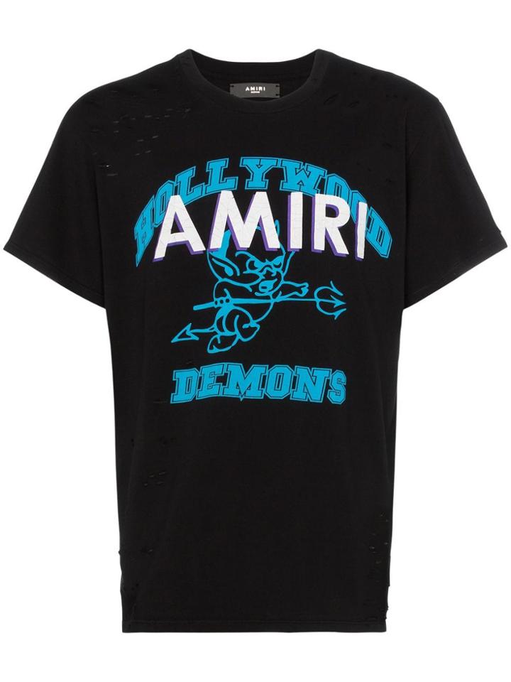 Amiri Print Perforated Detail T-shirt - Black