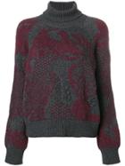 Barrie Stencil Garden Cashmere Turtleneck Pullover - Grey
