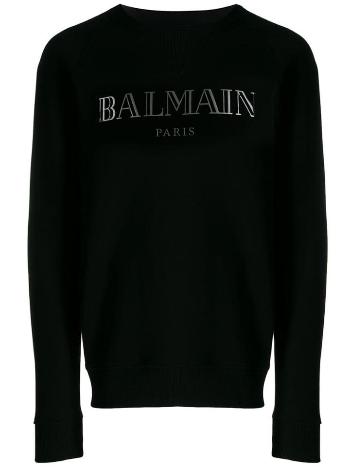 Balmain Logo Printed Sweatshirt - Black