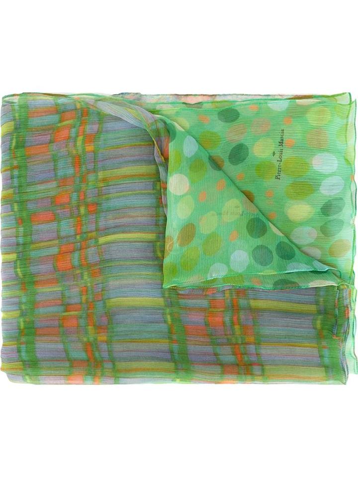 Pierre-louis Mascia Mixed-print Scarf, Women's, Green, Silk