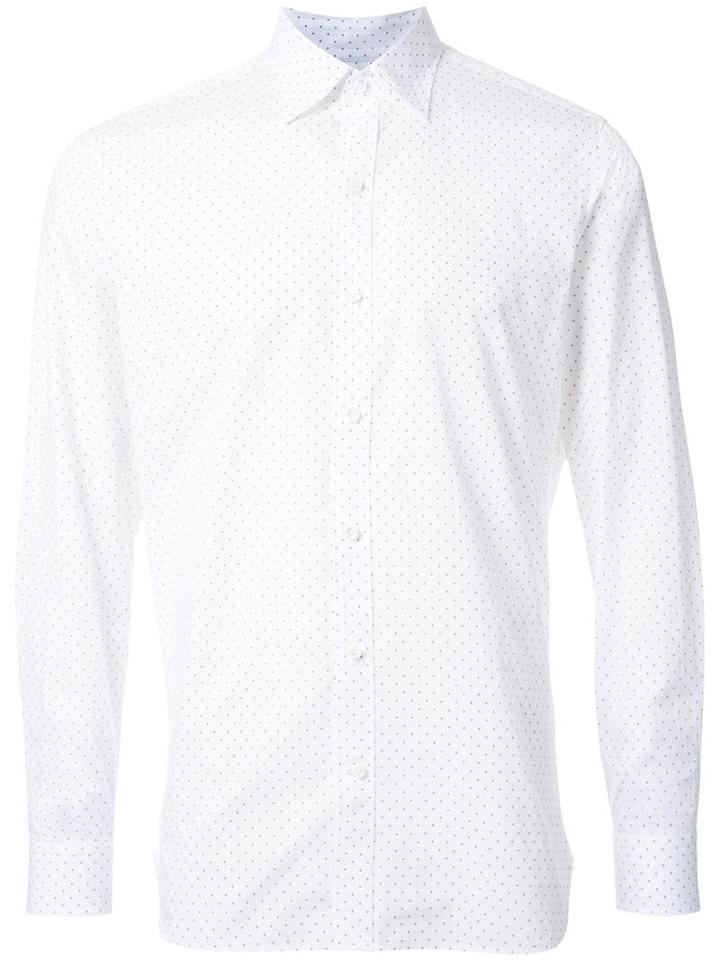 Kent & Curwen Mini Arrow Print Poplin Shirt, Men's, Size: Large, White, Cotton