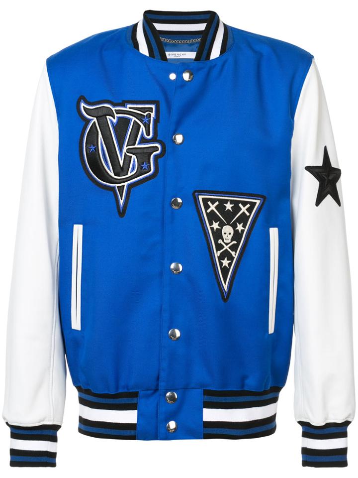 Givenchy Logo Patch Bomber Jacket - Blue