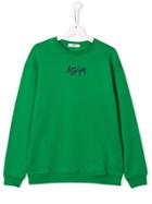 Msgm Kids Logo Printed Sweater - Green