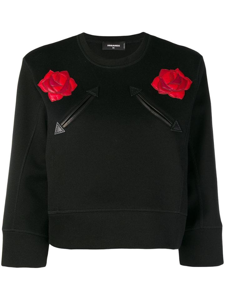 Dsquared2 Leather Applique Sweatshirt - Black