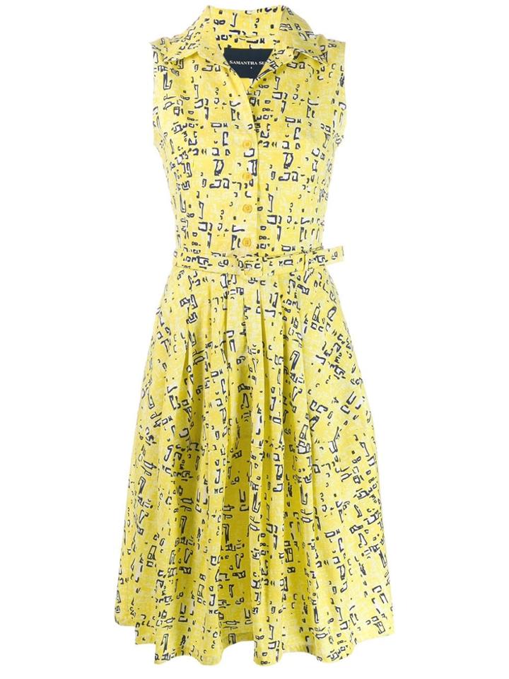 Samantha Sung Sleeveless Shirt Dress - Yellow