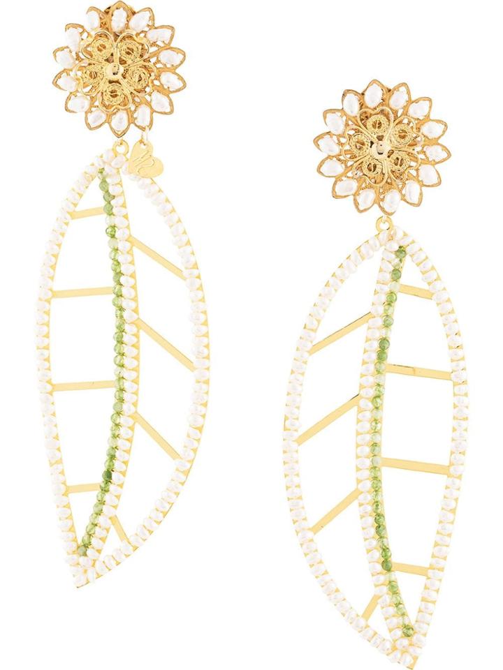 Mercedes Salazar Hoja Blanca Del Paramo Earrings - Gold