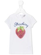 Monnalisa - Strawberry Print T-shirt - Kids - Cotton/spandex/elastane - 12 Mth, White