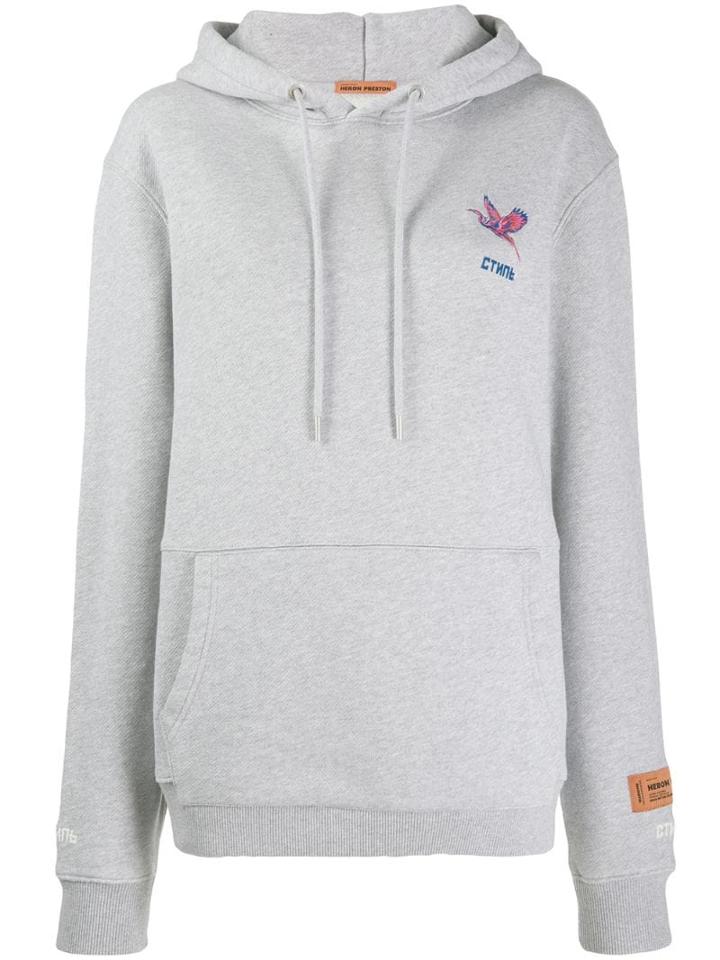 Heron Preston Logo Embroidered Hoodie - Grey