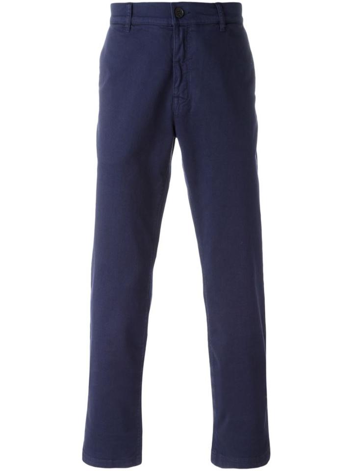 Kenzo Straight Leg Chinos, Men's, Size: 50, Blue, Cotton/spandex/elastane