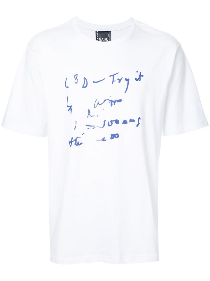 P.a.m. Printed T-shirt, Men's, Size: Large, White, Cotton