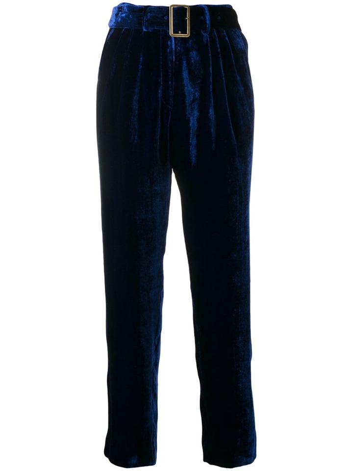 Forte Forte Belted Velvet Trousers - Blue
