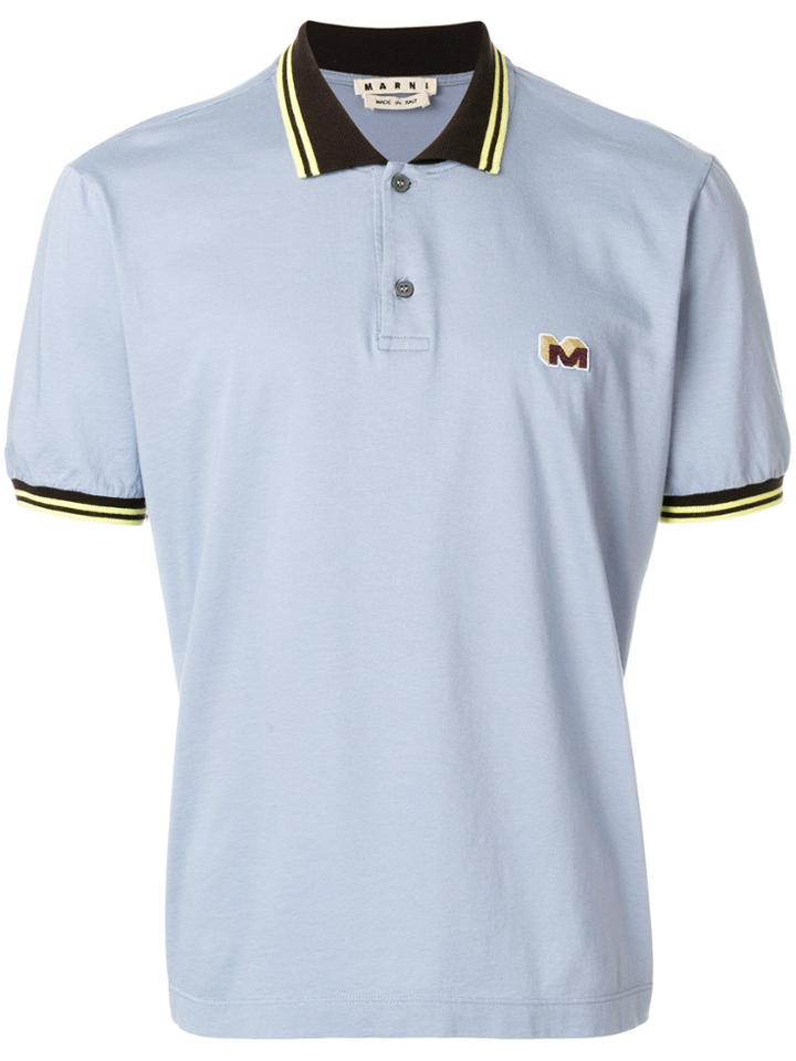 Marni Monogrammed Polo Shirt - Blue