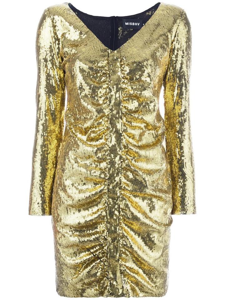 Misbhv Ruched Sequin Mini Dress, Women's, Size: Small, Grey, Polyester/polyamide/spandex/elastane