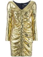 Misbhv Ruched Sequin Mini Dress, Women's, Size: Small, Grey, Polyester/polyamide/spandex/elastane