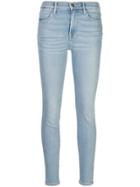 Frame Le High Skinny Crop Slit Rivet Jeans - Blue