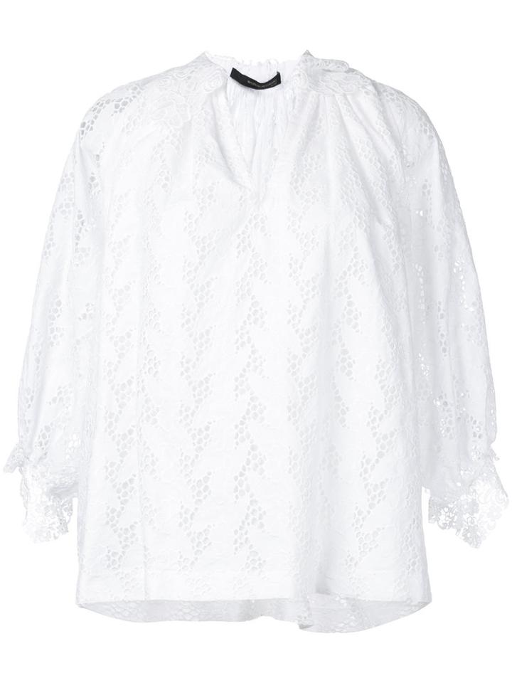 Maurizio Pecoraro - Lace Patterned Shirt - Women - Cotton - 44, White, Cotton