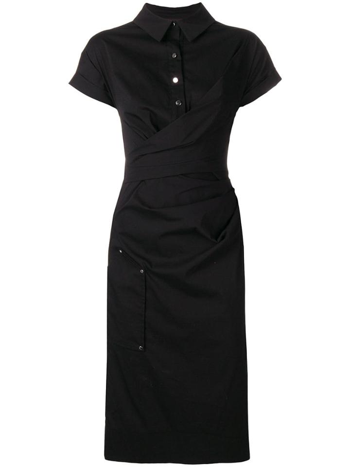 Talbot Runhof Draped Shirt Dress - Black