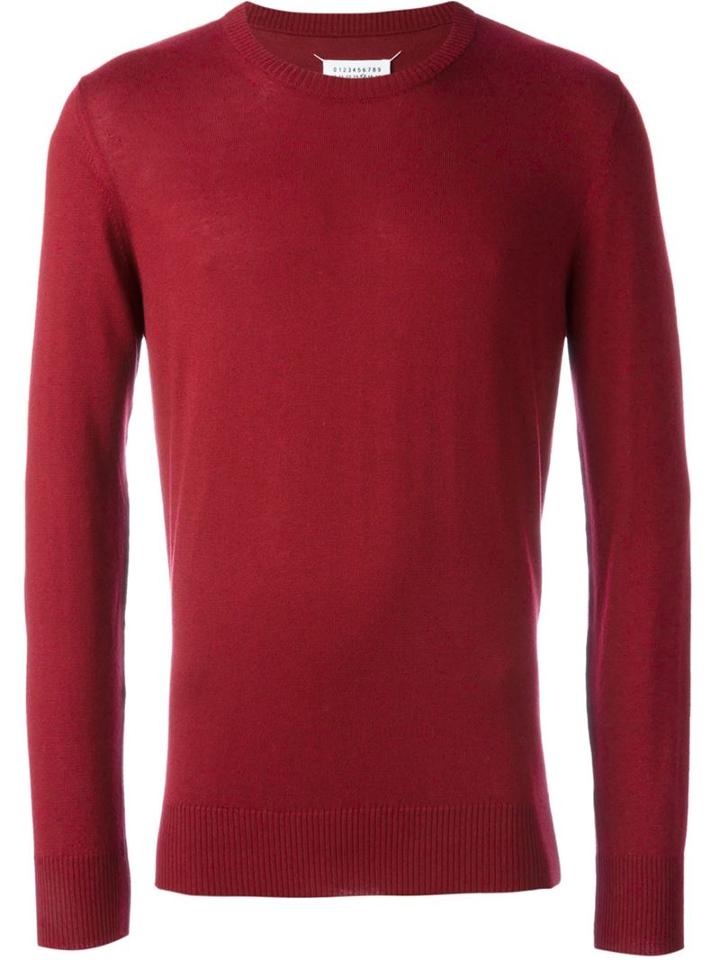 Maison Margiela Elbow Patch Jumper, Men's, Size: Xl, Red, Cotton/calf Leather/wool