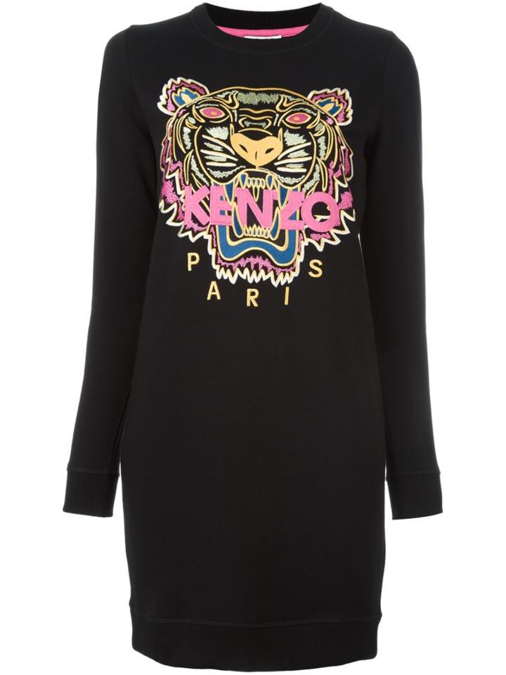 Kenzo 'tiger' Sweatshirt Dress, Women's, Size: Xl, Black, Cotton
