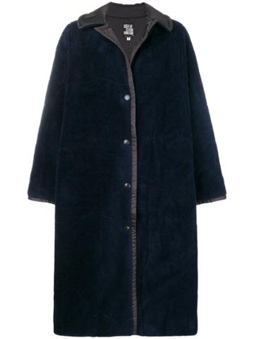 Claude Montana Vintage Overesized Faux Fur Coat - Blue