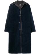 Claude Montana Vintage Overesized Faux Fur Coat - Blue