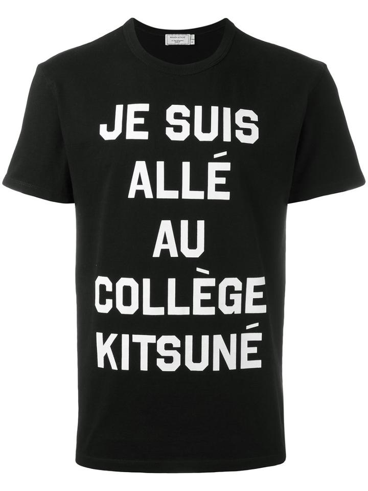 Maison Kitsuné Slogan T-shirt, Men's, Size: Xl, Black, Cotton